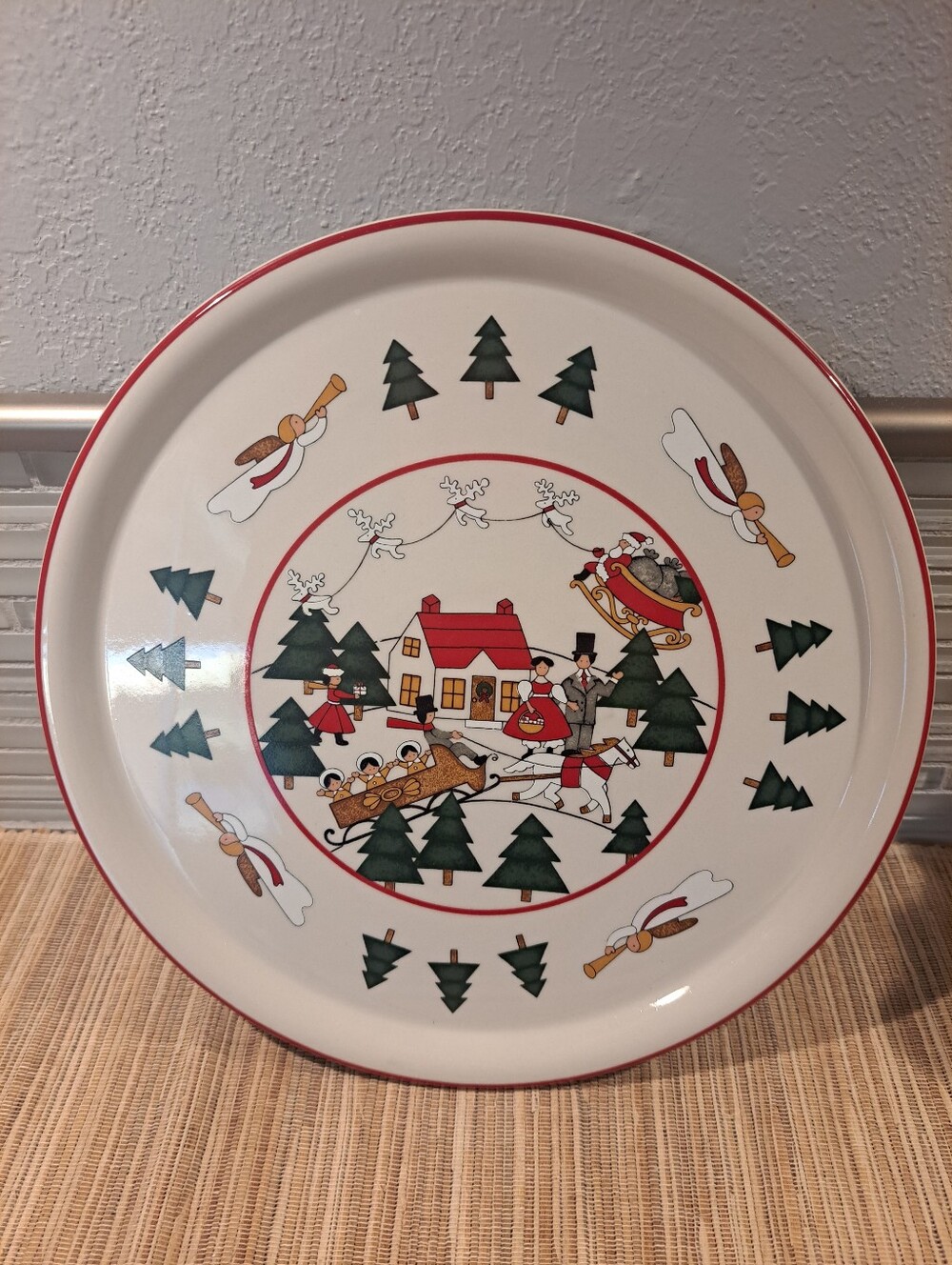 Mason's Ironstone-Christmas Village 1983-Christmas Cake Plate 10" x .5"